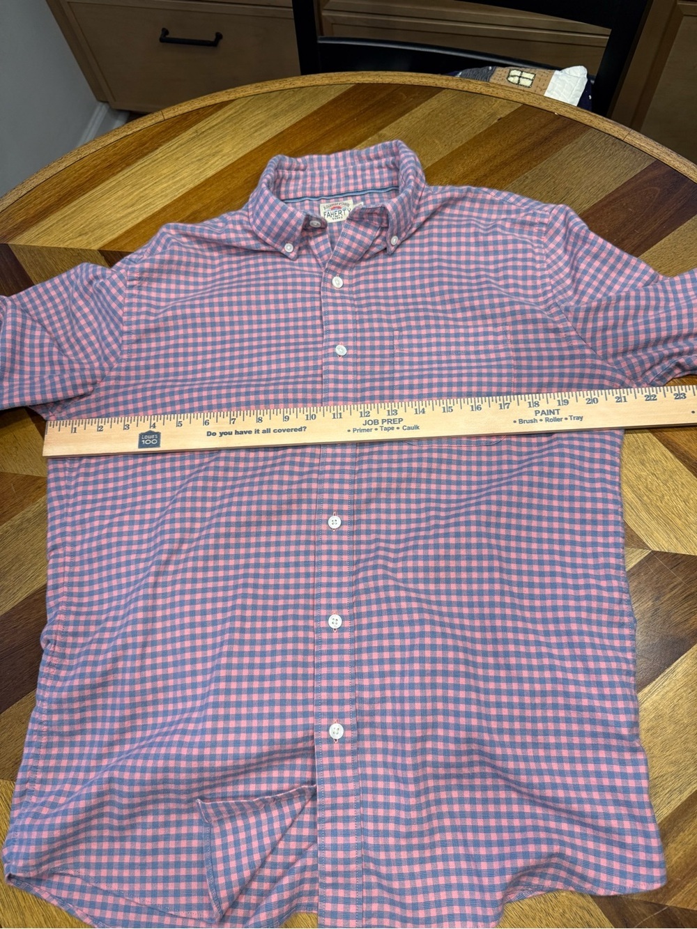 Faherty Pink and Blue Gingham Button-Down Shirt medium - Picture 7 of 8